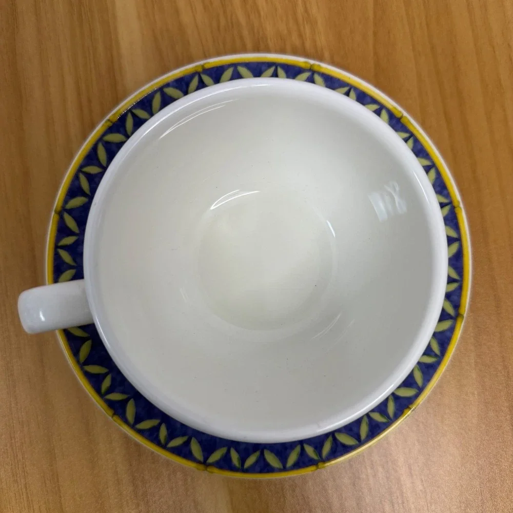 Vista Alegre Portugal Horta Tea‎ Cup and Saucer Set Blue Yellow Tulip Cherry